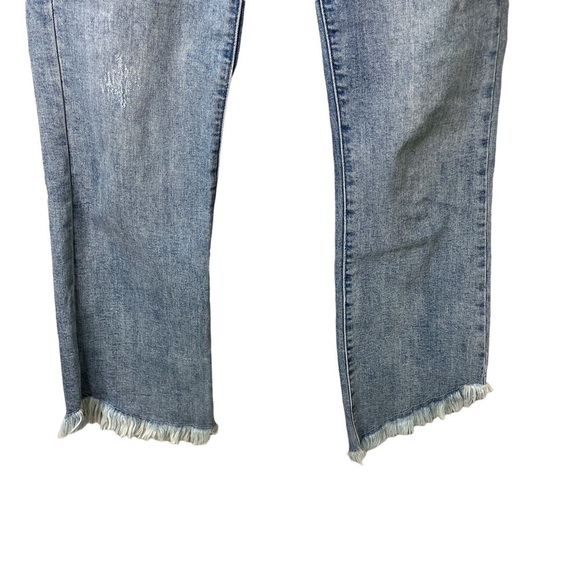 Pistola High Rise Straight Leg Jeans Light Wash Size 27 Raw Hem Ankle Length - Picture 6 of 8